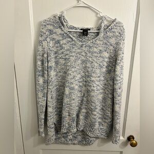 Elegant Blue and White V-Neck Sweater